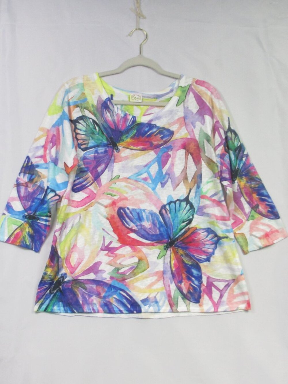 Et' Lois Artsy Top Colorful Abstract Art Print Lightweight Butterfly Size Small